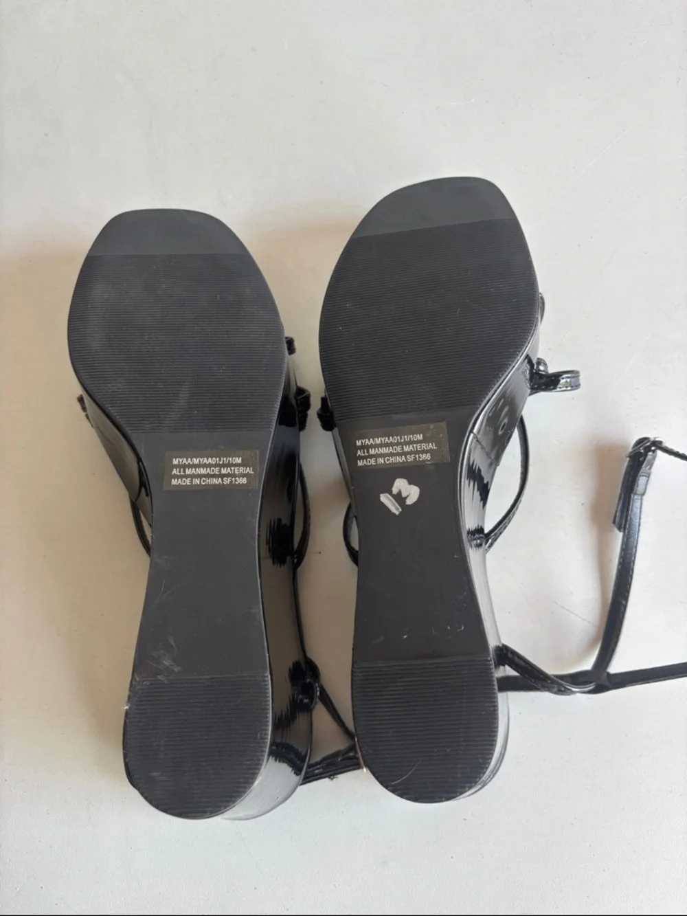 Madden Girl Mya Black Patent Wedge Sandals